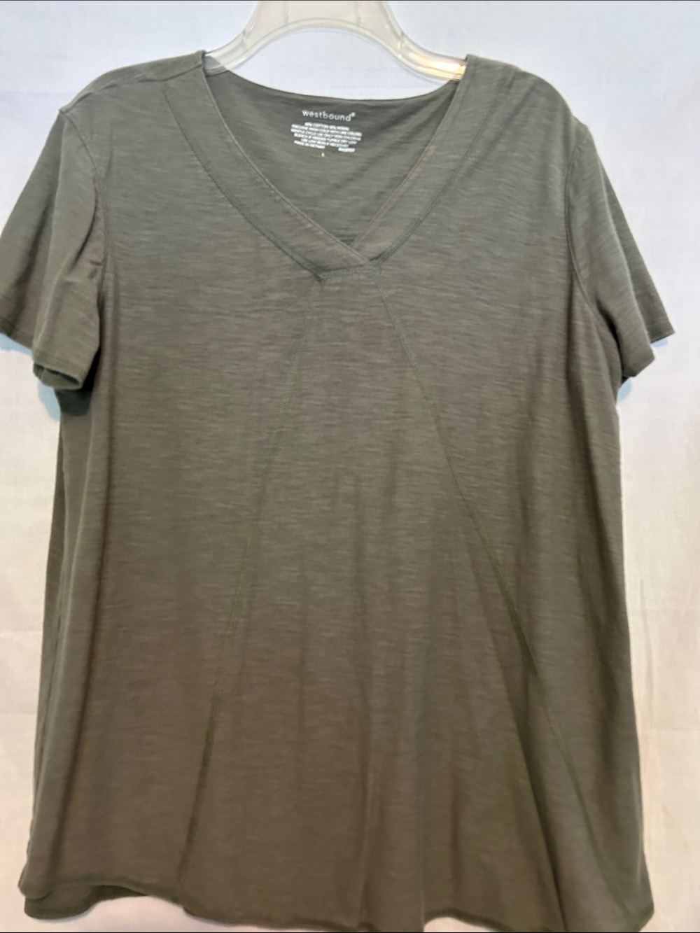 Westbound Olive Green V-Neck Short Sleeve Tee